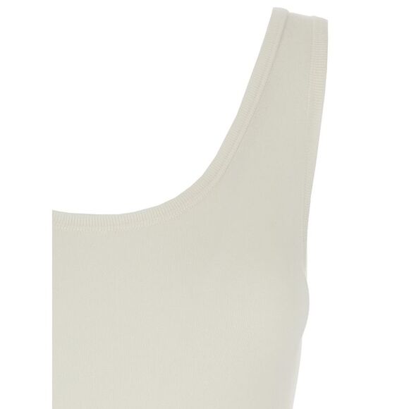 Phoebe Philo Women White Bodysuit With Round Neck In Silk Blend Stretch Woman